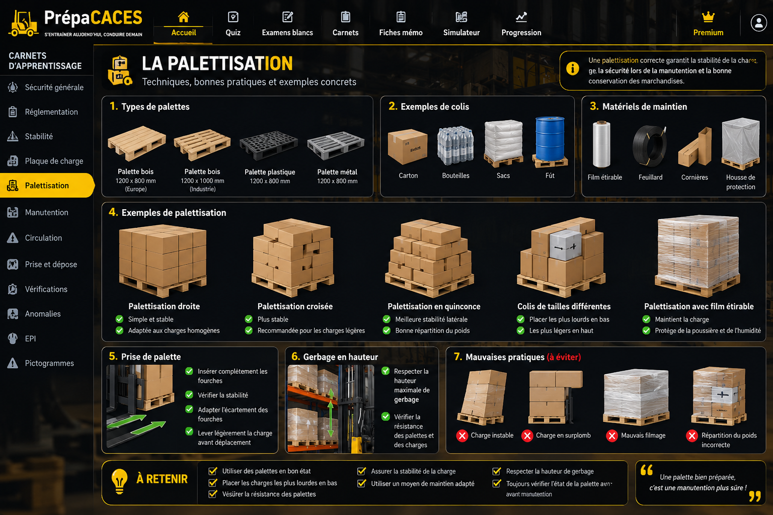 Infographie pédagogique sur la palettisation